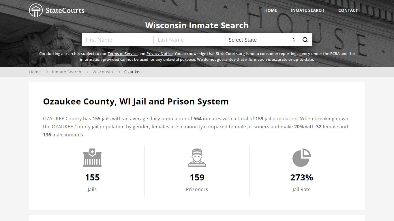 Ozaukee County, WI Inmate Search - StateCourts